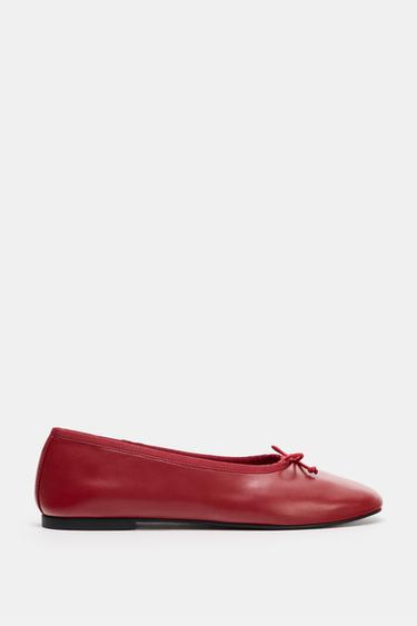 BOW BALLET FLATS - Red by Zara