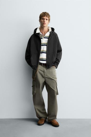 Zara BOXY FIT HOODIE SWEATSHIRT - khaki - Image 0