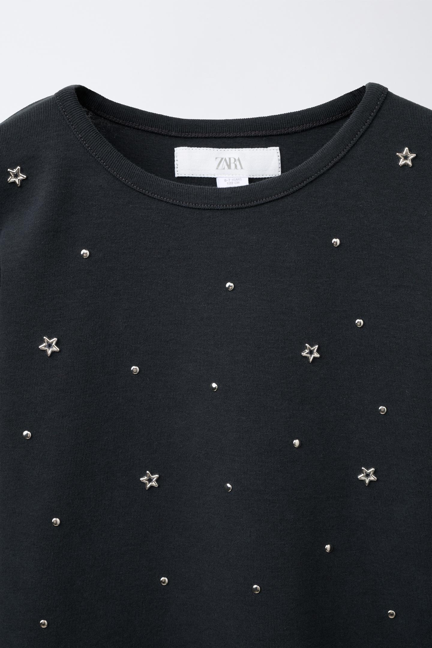 Детская футболка Zara Studded, цвет: Антрацитовый серый — фото 3