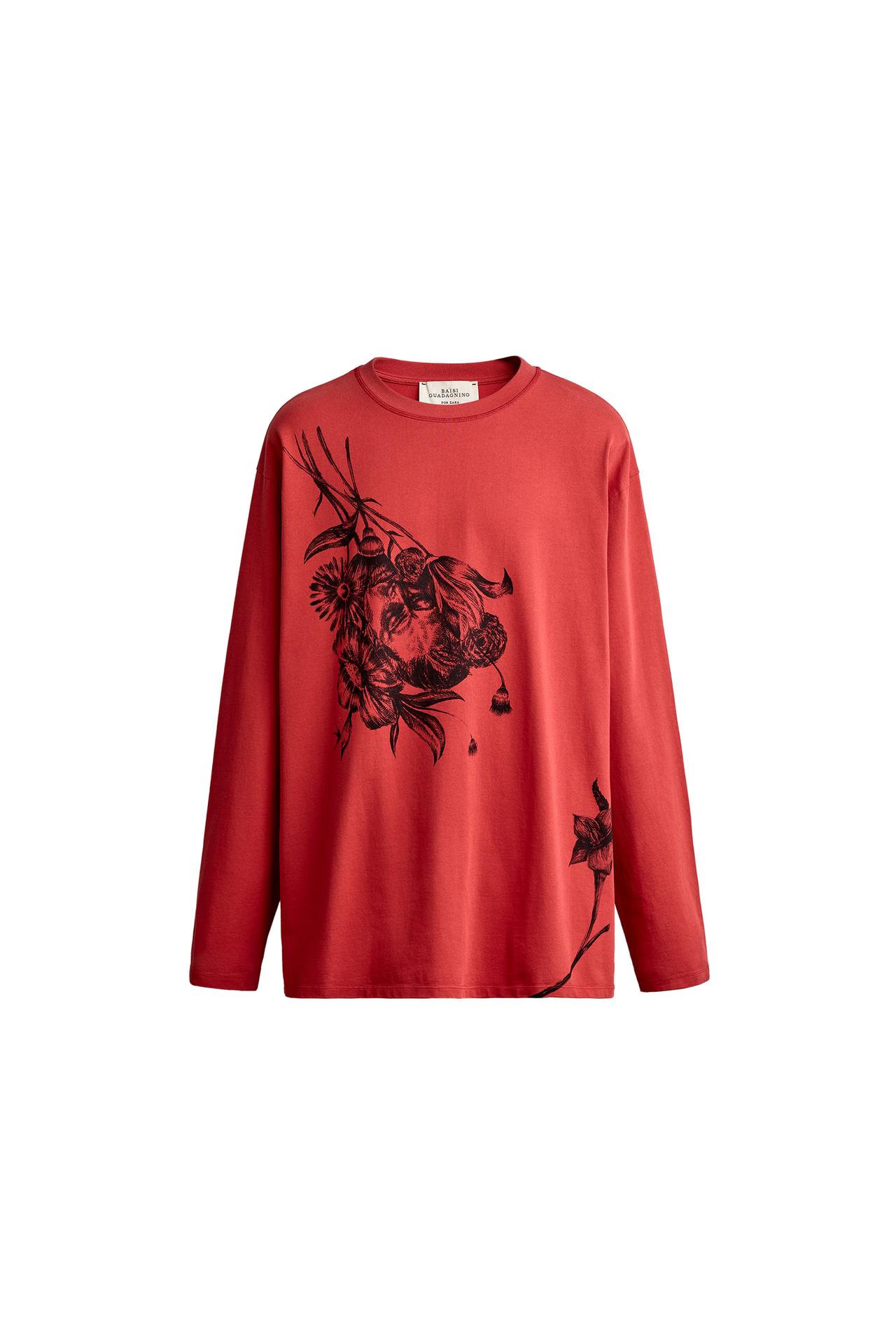 CONTRAST PRINT LONG SLEEVE T-SHIRT