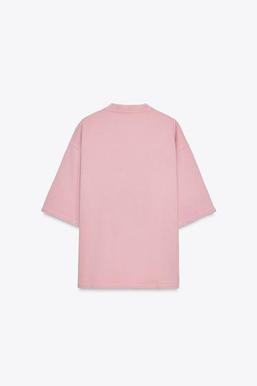 WASHED EFFECT INTERLOCK T-SHIRT - Dusty pink de Zara - Image 5