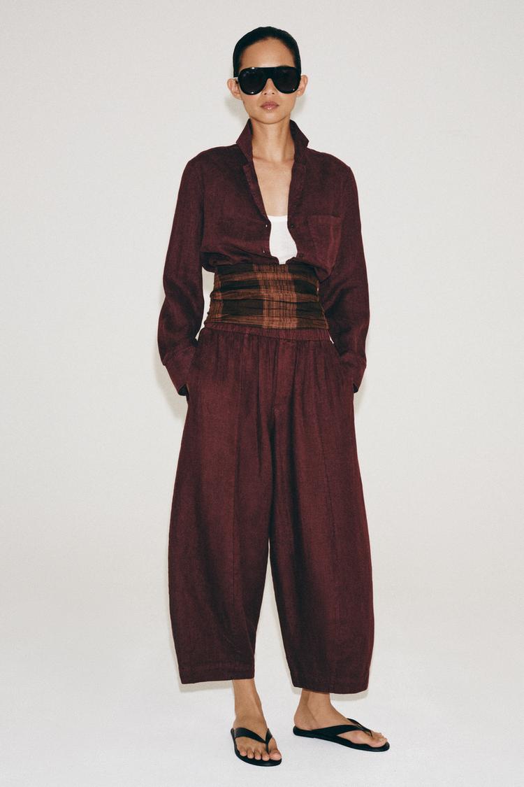 ZW COLLECTION 100% LINEN BARREL TROUSERS