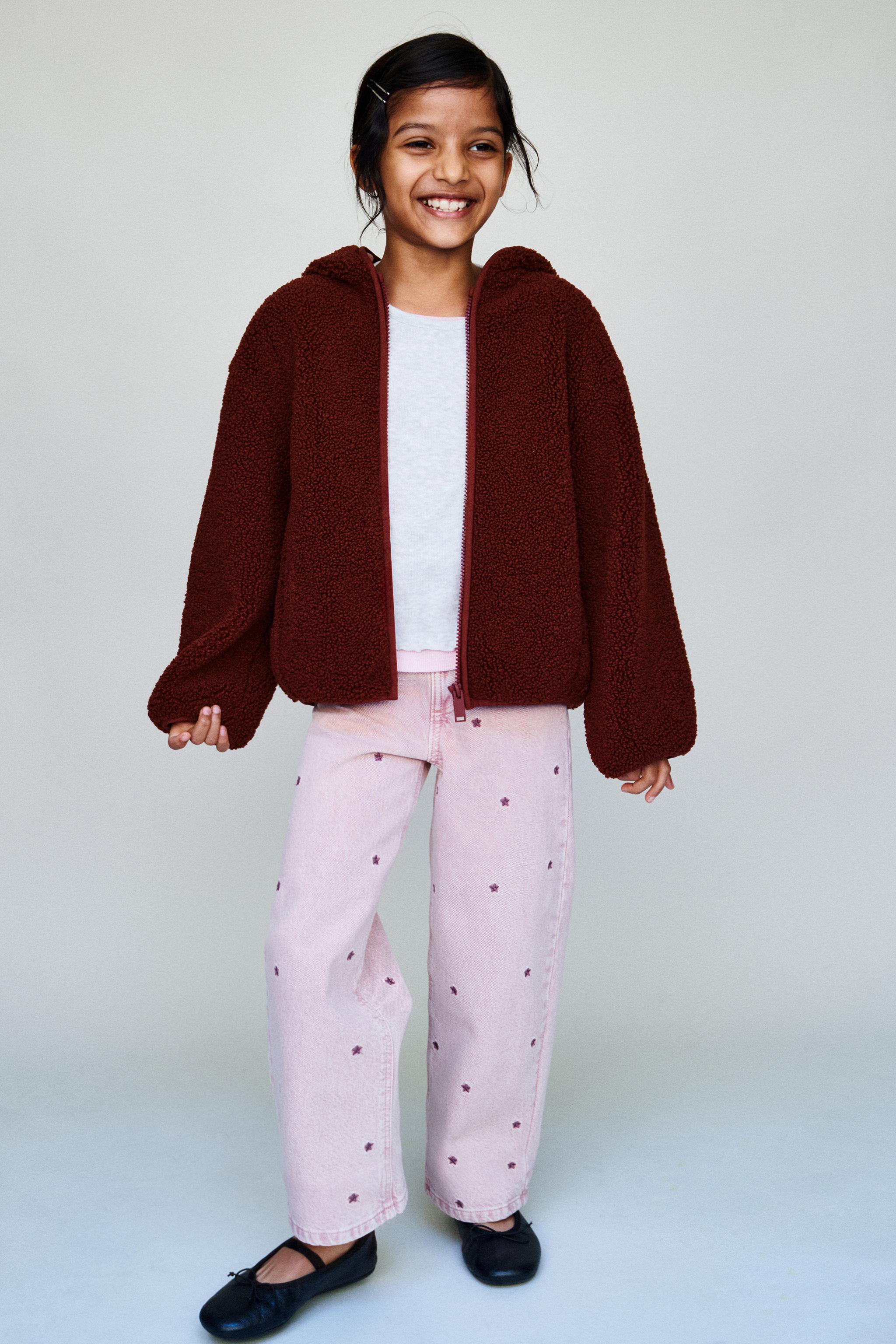 HOODED FLEECE JACKET — Dark russet