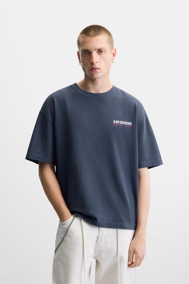 T-SHIRT MIT KOMBINIERTEN PRINTS - Tintenblau von Zara - Bild 0