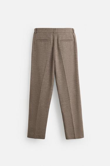 PANTALON DE COSTUME STRUCTURÉ RAYURES - marron-vison de Zara - Image 5