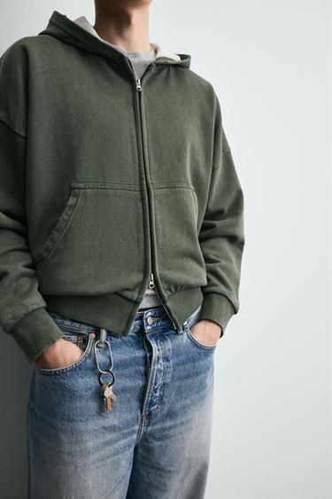SWEAT BIMATIÈRE À CAPUCHE ET CARREAUX - Kaki de Zara - Image 6
