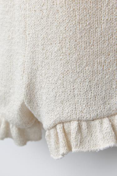 KNITTED PLAYSUIT WITH BOWS - Ecru by Zara - Image 3