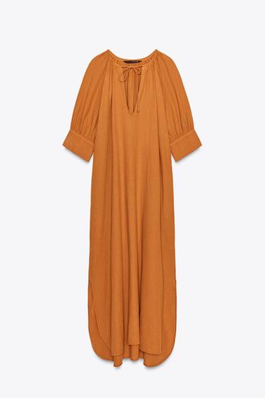 ZW COLLECTION LINEN TUNIC DRESS - Toffee by Zara