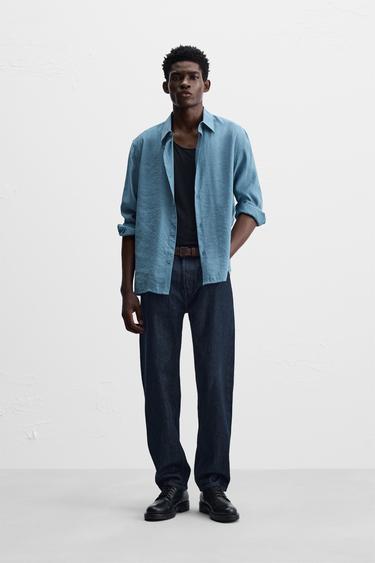 РУБАШКА С ПУГОВИЦАМИ СБОКУ — СИНИЙ от Zara — изображение 0