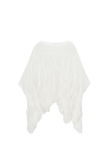 TEXTURED CAPE TOP - White by Zara