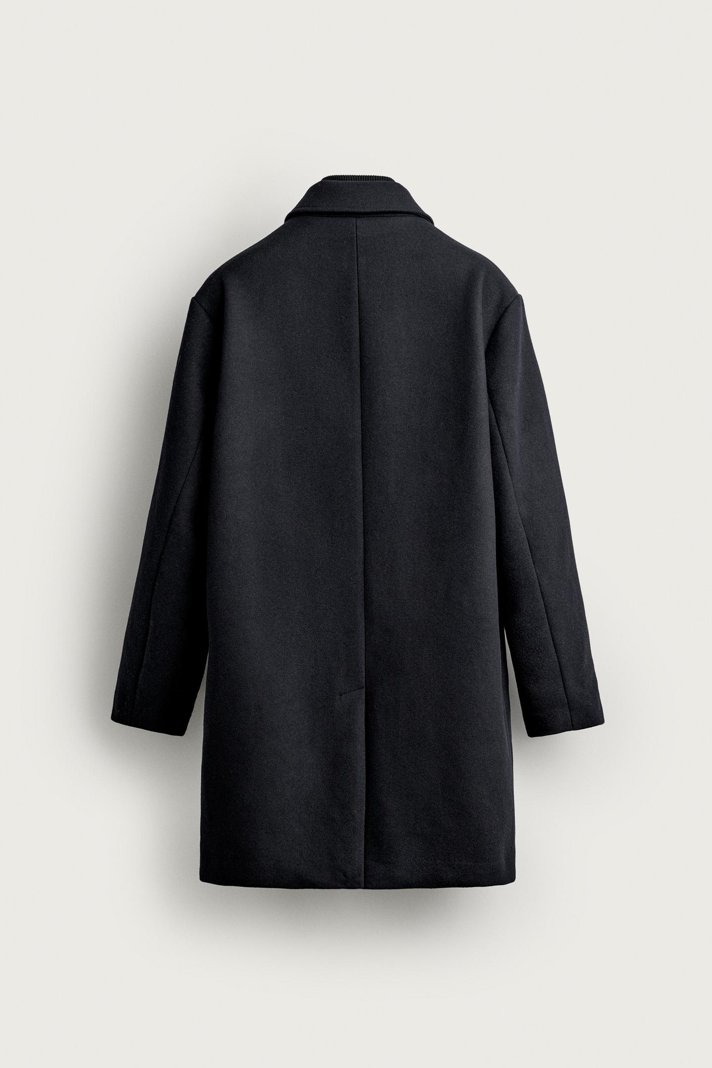 Мужское пальто Zara Regular Fit Detachable Collar, цвет: Тёмно-синий — фото 9
