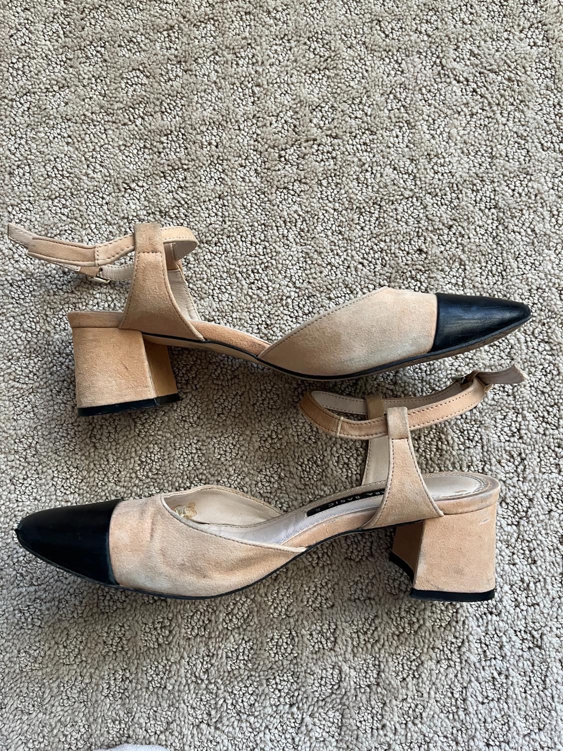 COMBINED MID-HEEL LEATHER SLINGBACK SHOES - Image 5