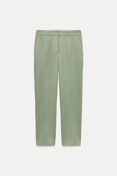 PANTALÓN RÚSTICO CON LINO - Khaki de Zara