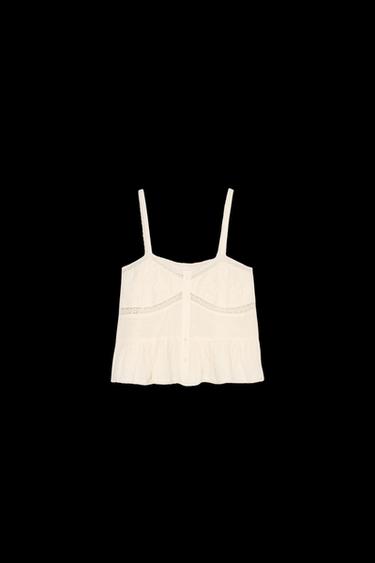 BESTICKTES SPITZENTOP - Hellbeige von Zara - Bild 0