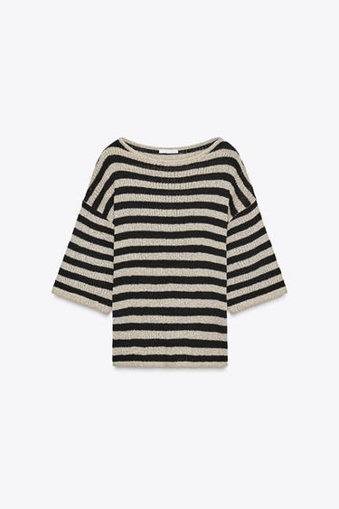 Zara 短版斗篷針織衫 - 黑色 / 沙色