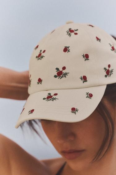 TWILL CAP WITH EMBROIDERED FLOWERS - Ecru de Zara - Image 1
