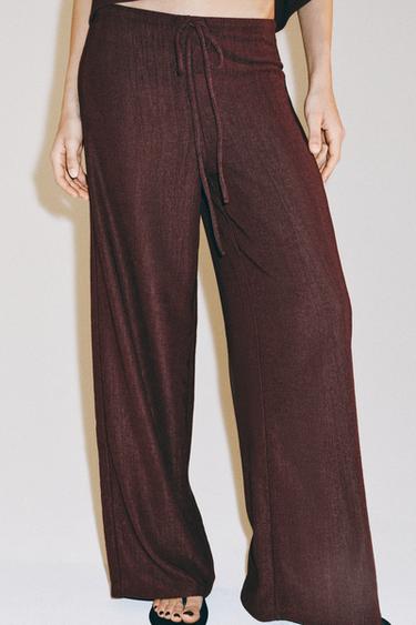 RUSTIC STRAIGHT TROUSERS - Burgundy by Zara