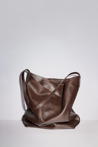 SACA PIEL DOBLE COMPARTIMENTO - Rojo Burdeos de Zara
