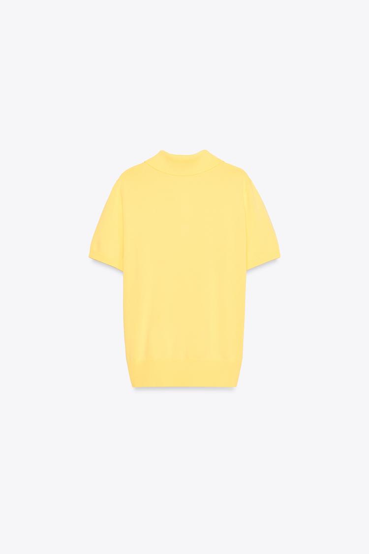 SHORT SLEEVE KNIT POLO TOP