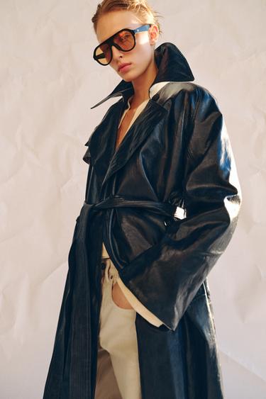 TRENCH OVERSIZE MATIÈRE SYNTHÉTIQUE ZW COLLECTION - bleu marine de Zara - Image 3