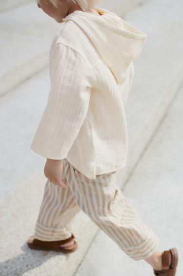 CHEMISE TEXTURÉE À CAPUCHE - Écru de Zara - Image 4