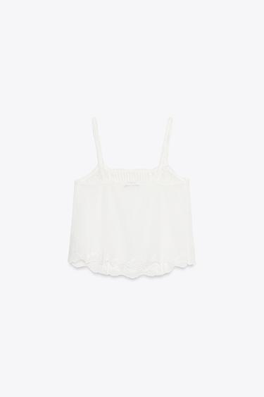 TOP BRODÉ FLEURS - Blanc cassé de Zara - Image 5