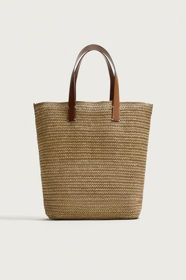 حقيبة SHOPPER مضفرة - أبيض صدفي by Zara