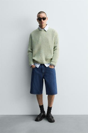 TEXTURED COTTON SWEATER - Blue / Green by Zara - Image 0