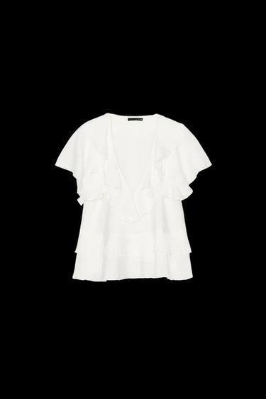 BLUSE MIT VOLANTS - Weiß von Zara - Bild 0