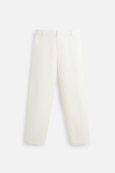 PANTALON STRAIGHT FIT COTON - Blanc cassé de Zara - Image 5
