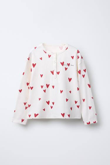6-14 YEAR OLDS/ HEART PYJAMAS - Ecru by Zara - Image 1