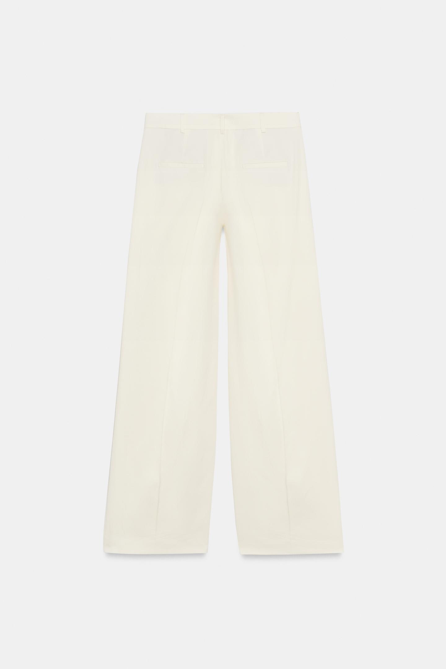 Женские брюки Zara Pleated Wide Leg Pants ZW Collection, цвет: Экрю — фото 7