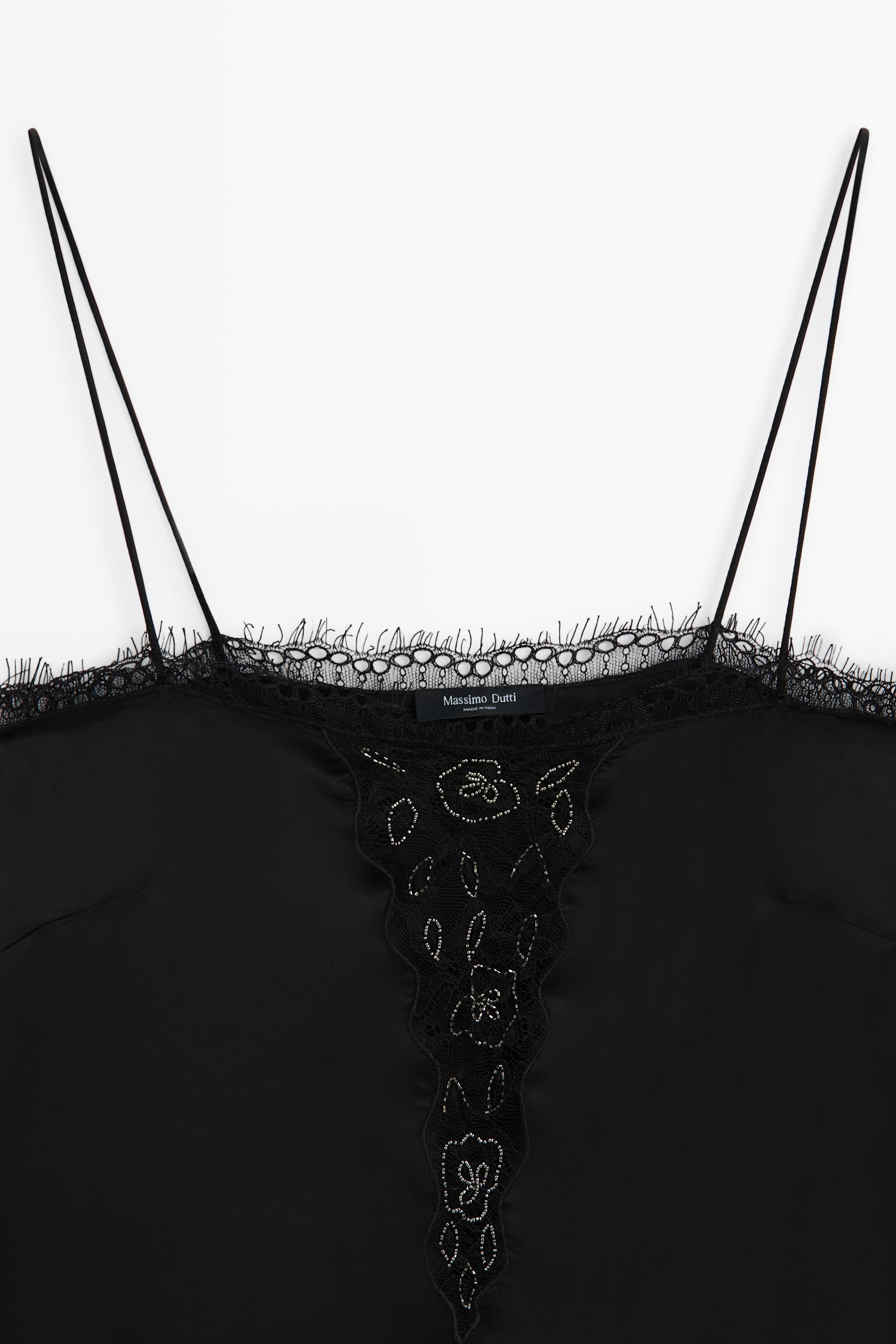 Thin-strap lace camisole - Black | ZARA United States