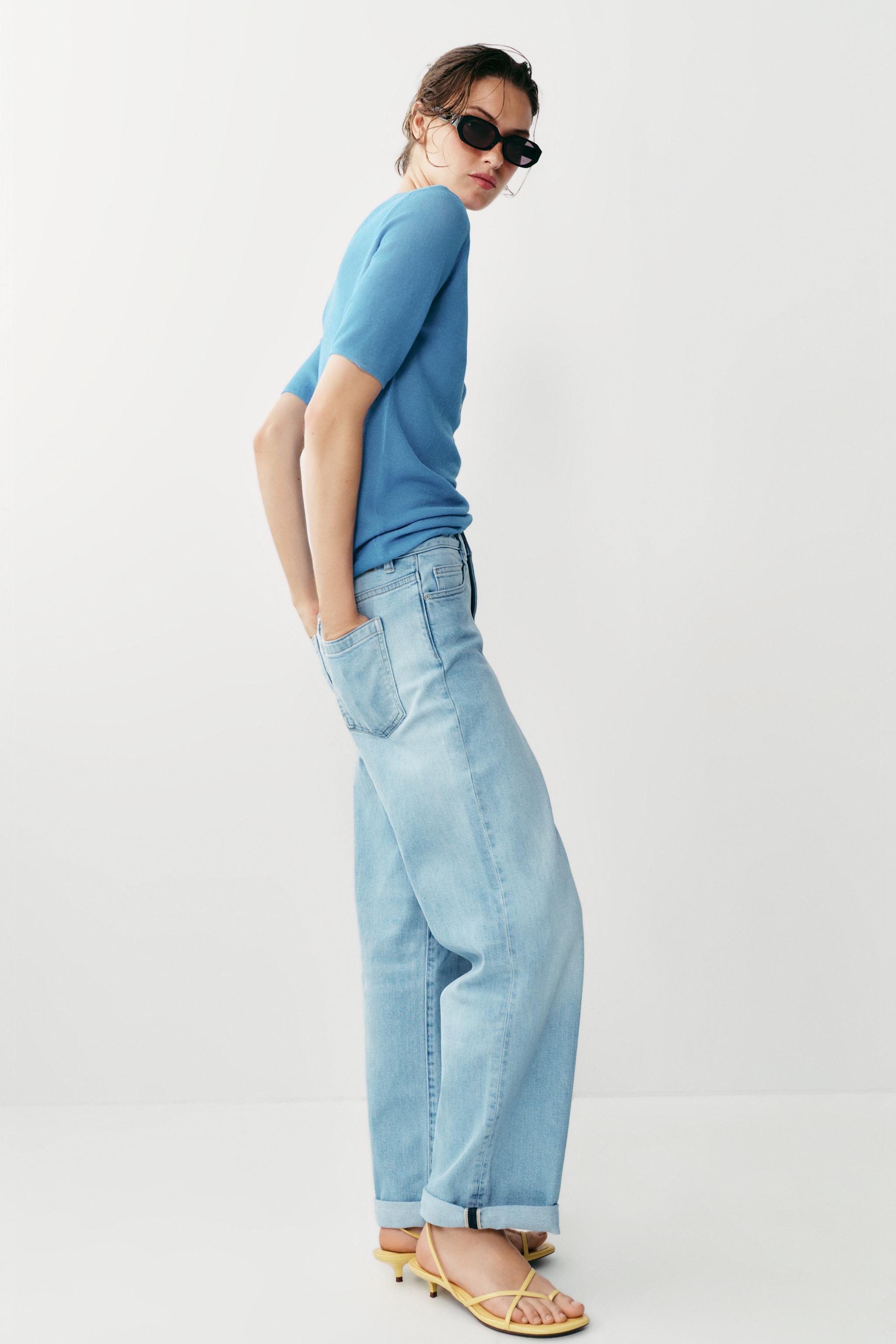 Zara Z1975 RELAXED FIT ORTA BEL KATLAMALI PAÇA JEAN görsel 4