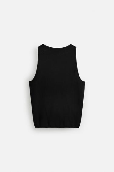 KNITTED TANK TOP - Black by Zara - Image 6