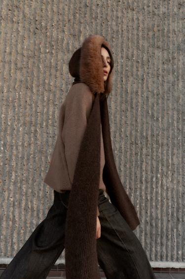 WOOL AND ALPACA JUMPER - Brown / Taupe by Zara