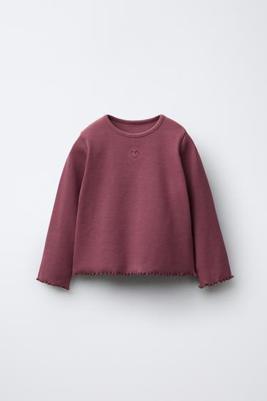 Zaras RIBBSTICKAD TRÖJA MED HJÄRTA - Brun