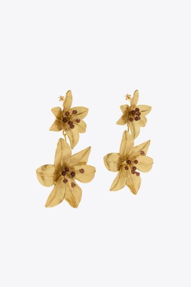 BOUCLES D'OREILLES FLEURS - Doré de Zara - Image 2