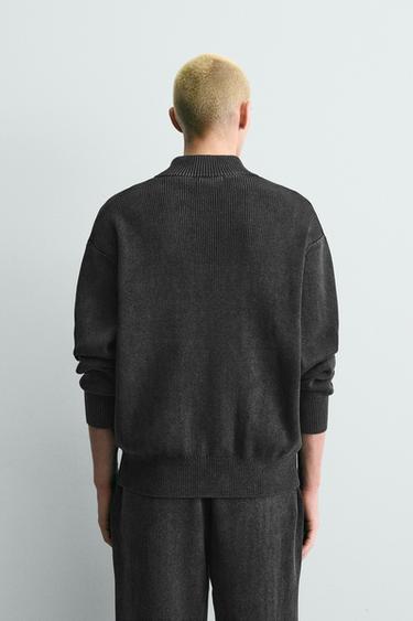 GILET EN MAILLE STRUCTURÉE LAVÉE - Bleu marine de Zara - Image 2