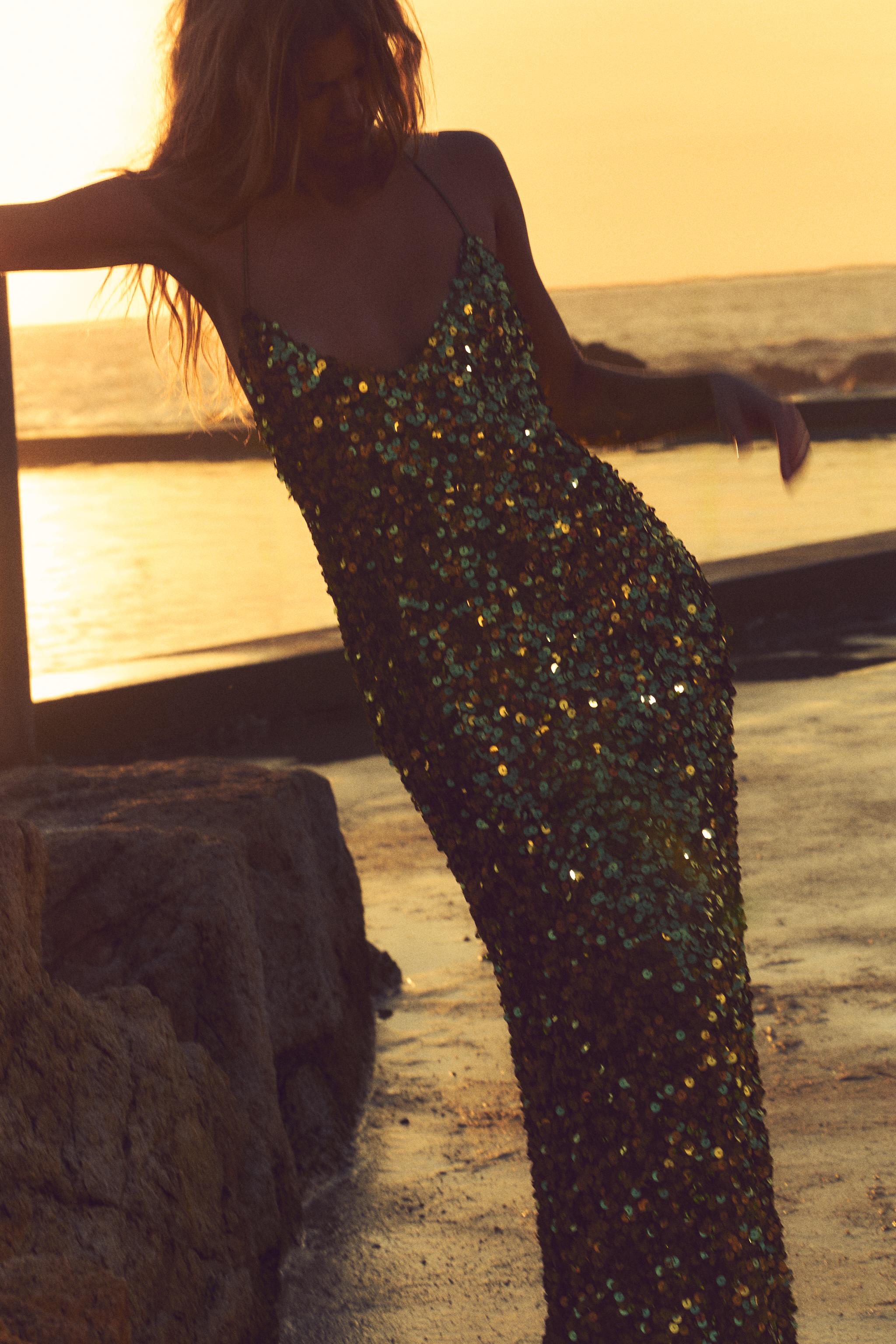 Glitter dress green best sale