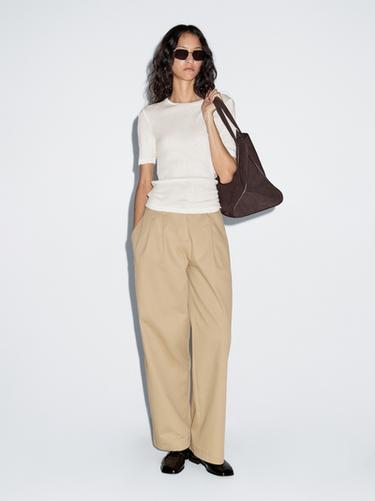 Pantalón wide leg - Visón oscuro de Zara - Imagen 0