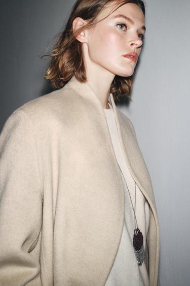 MANTEAU MINIMAL MÉLANGE LAINE ZW COLLECTION ÉDITION LIMITÉE - Beige de Zara - Image 4