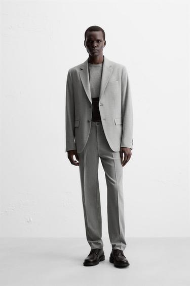 TEXTURED SUIT TROUSERS - Light grey by Zara