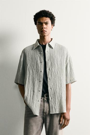 RELAXED FIT TEXTURED SHIRT - Light grey by Zara