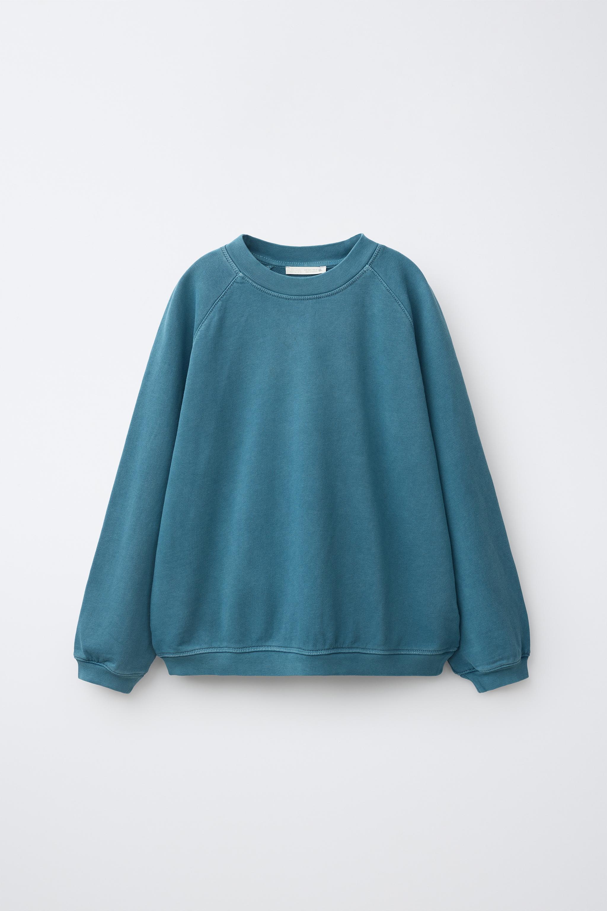 GARMENT-DYED SWEATSHIRT AND JOGGER SET — Blue