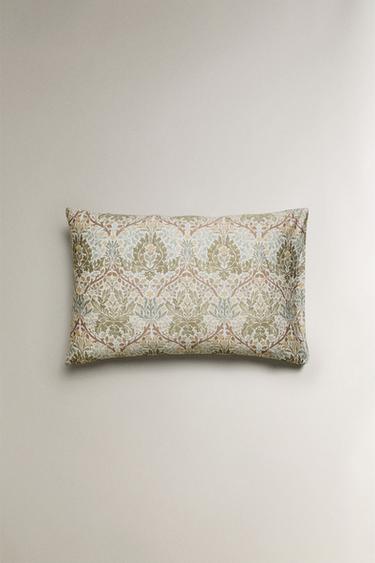 MORRIS & CO. LEAVES COTTON SATEEN PILLOWCASE - Green by Zara - Image 3