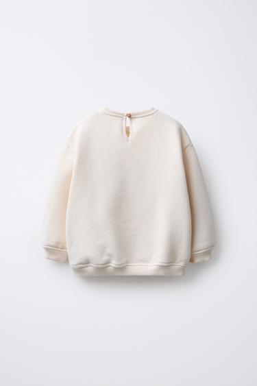 VELVET BOW SWEATSHIRT - Ecru / Beige by Zara - Image 1