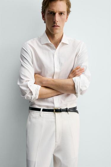 REGULAR FIT COTTON SHIRT - White by Zara - Image 4