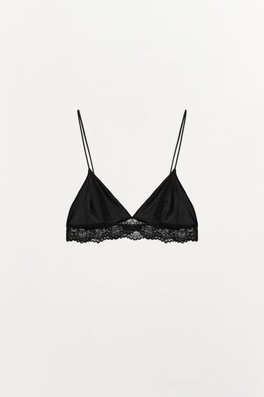 BRALETTE TRIANGLE EN DENTELLE - Noir de Zara - Image 3