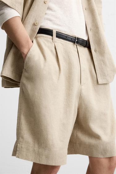 BERMUDA OVERSIZE LIN - VISCOSE - Beige clair de Zara - Image 4
